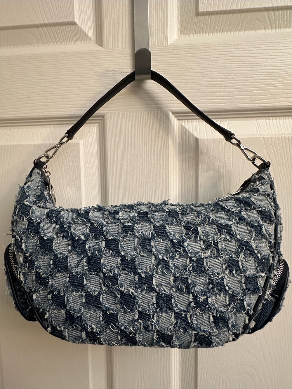 Michael Kors Denim Patchwork Shoulder Bag in Blue and Navy - Picture 6 of 15